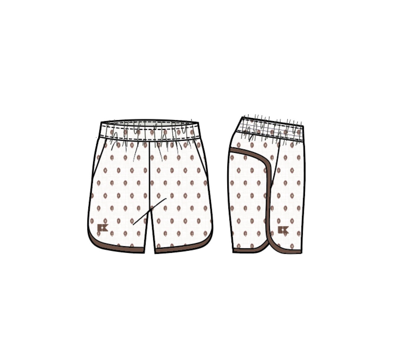 Preorder Football short with brown piping
