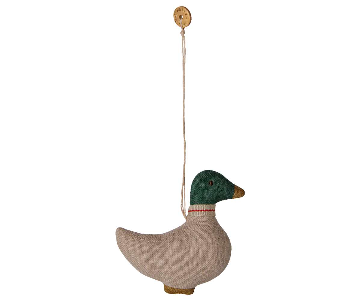 Preorder Fabric ornament, Duck - Green/Sand