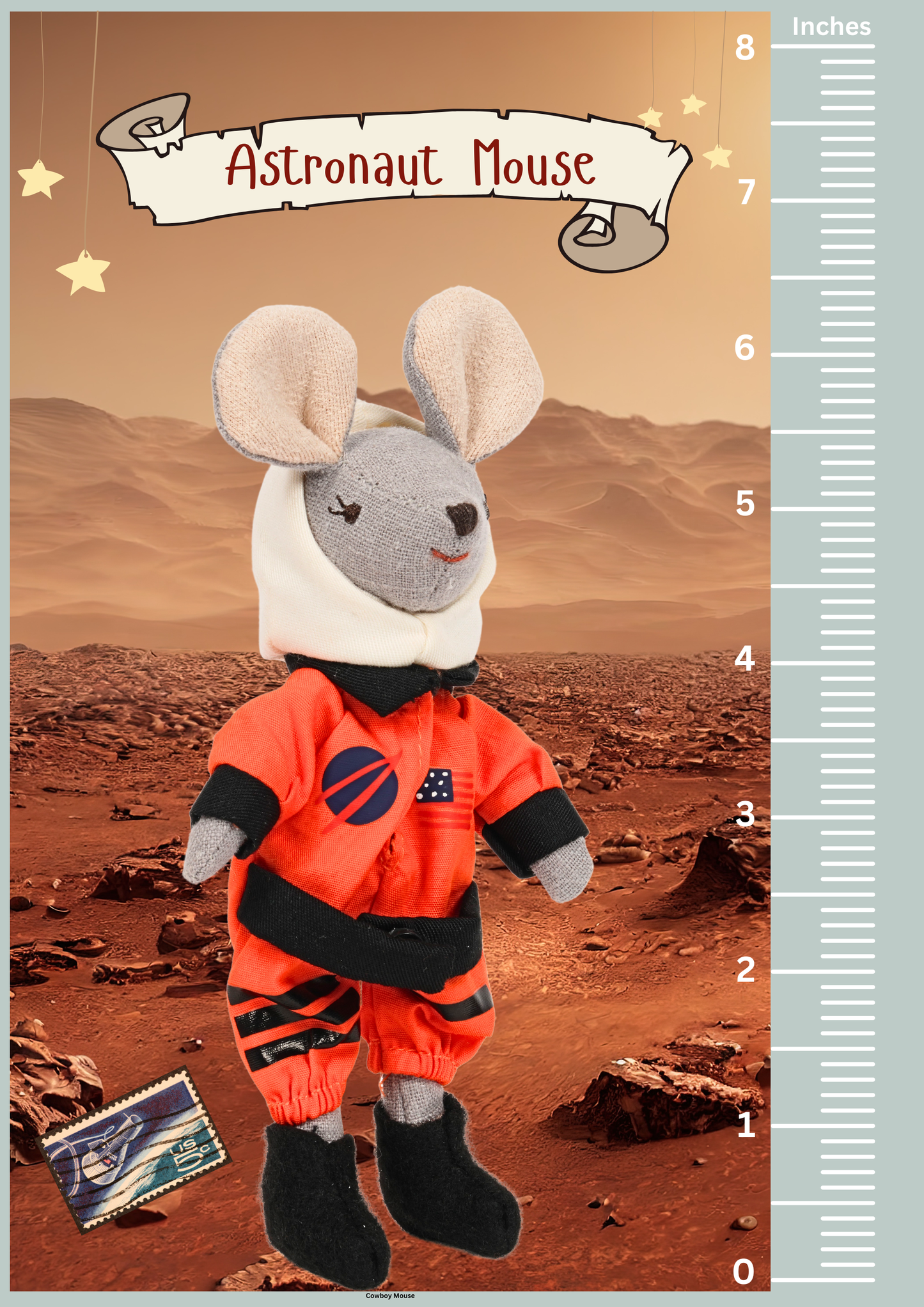 Astronaut Mouse in a Box with the bedding Orange