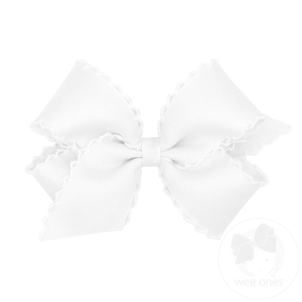Mini Grosgrain Hair Bow with Matching Moonstitch Edge