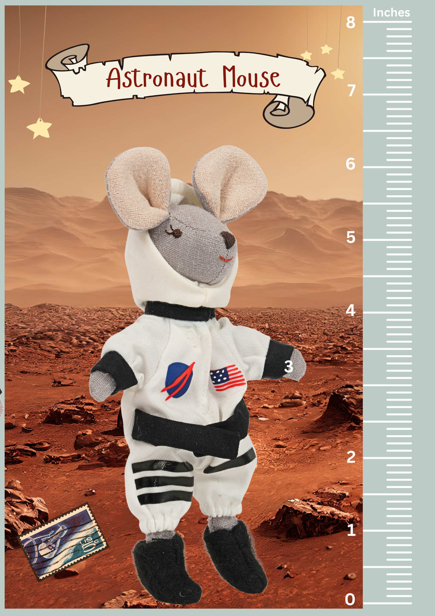 Astronaut Mouse in a Box with the bedding White
