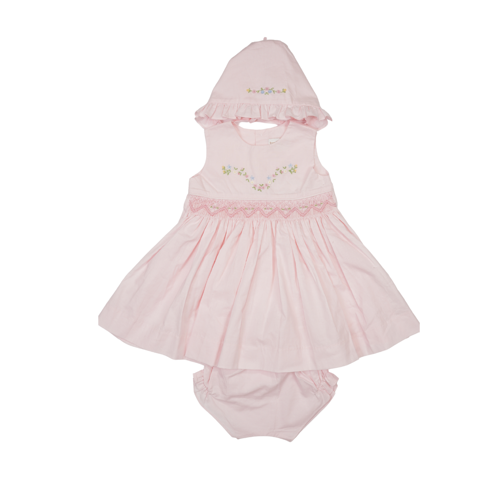 Smocked Dress with Bonnet
