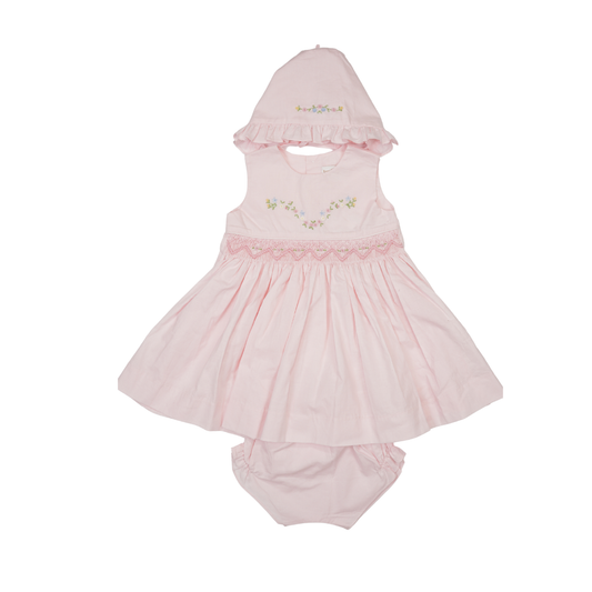 Smocked Dress with Bonnet