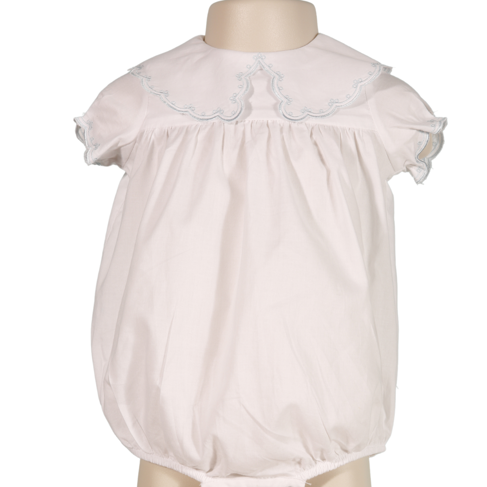 White Embroidered Peter Pan Collar Bubble
