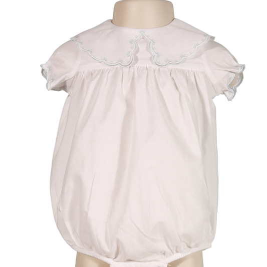 White Embroidered Peter Pan Collar Bubble