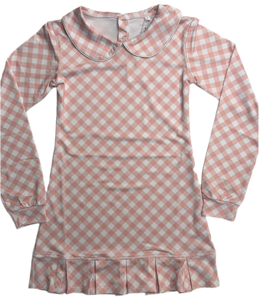 Pleated Active Gingham Dress
