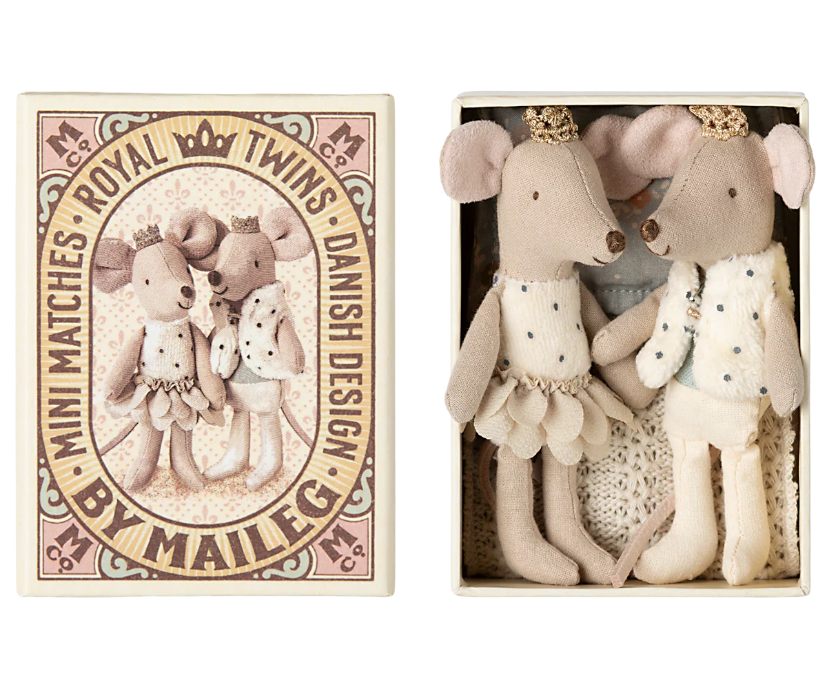 Royal twin mice, Little brother & sister in matchbox