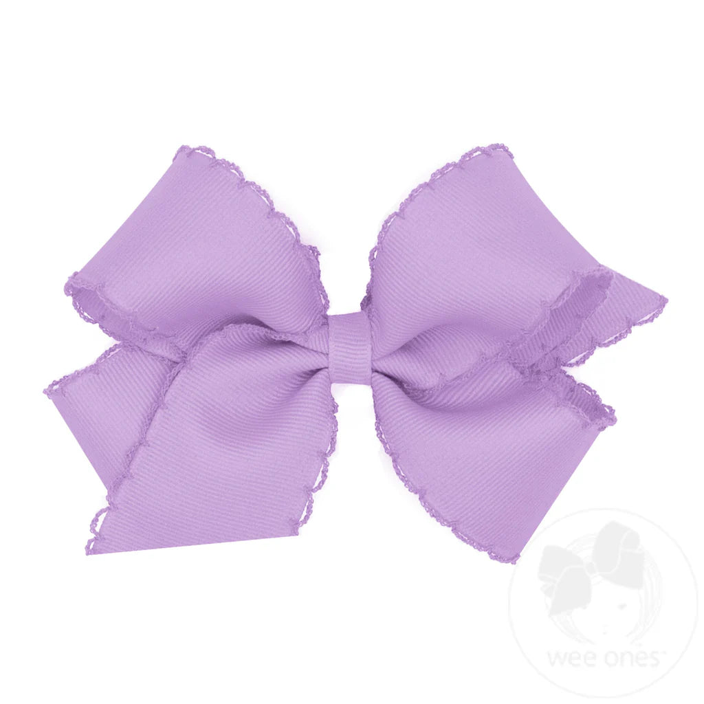 King Grosgrain Hair Bow with Matching Moonstitch Edge