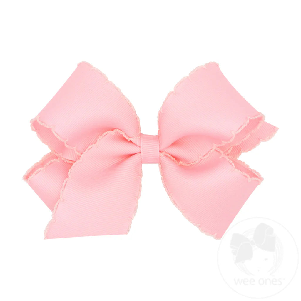 Mini Grosgrain Hair Bow with Matching Moonstitch Edge