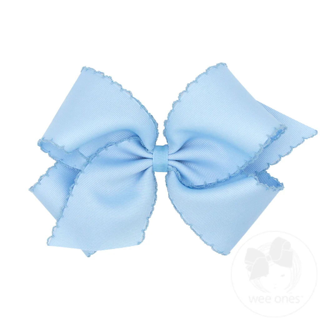 King Grosgrain Hair Bow with Matching Moonstitch Edge