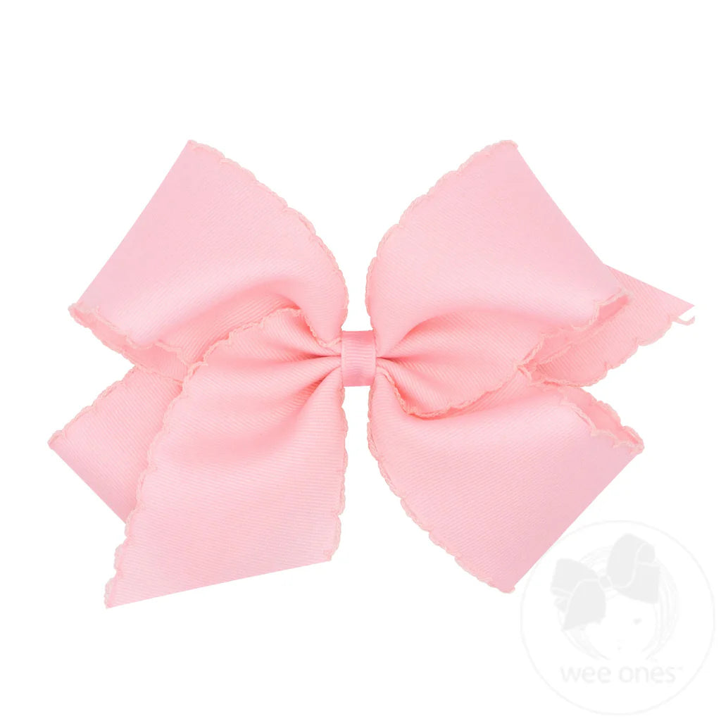 King Grosgrain Hair Bow with Matching Moonstitch Edge