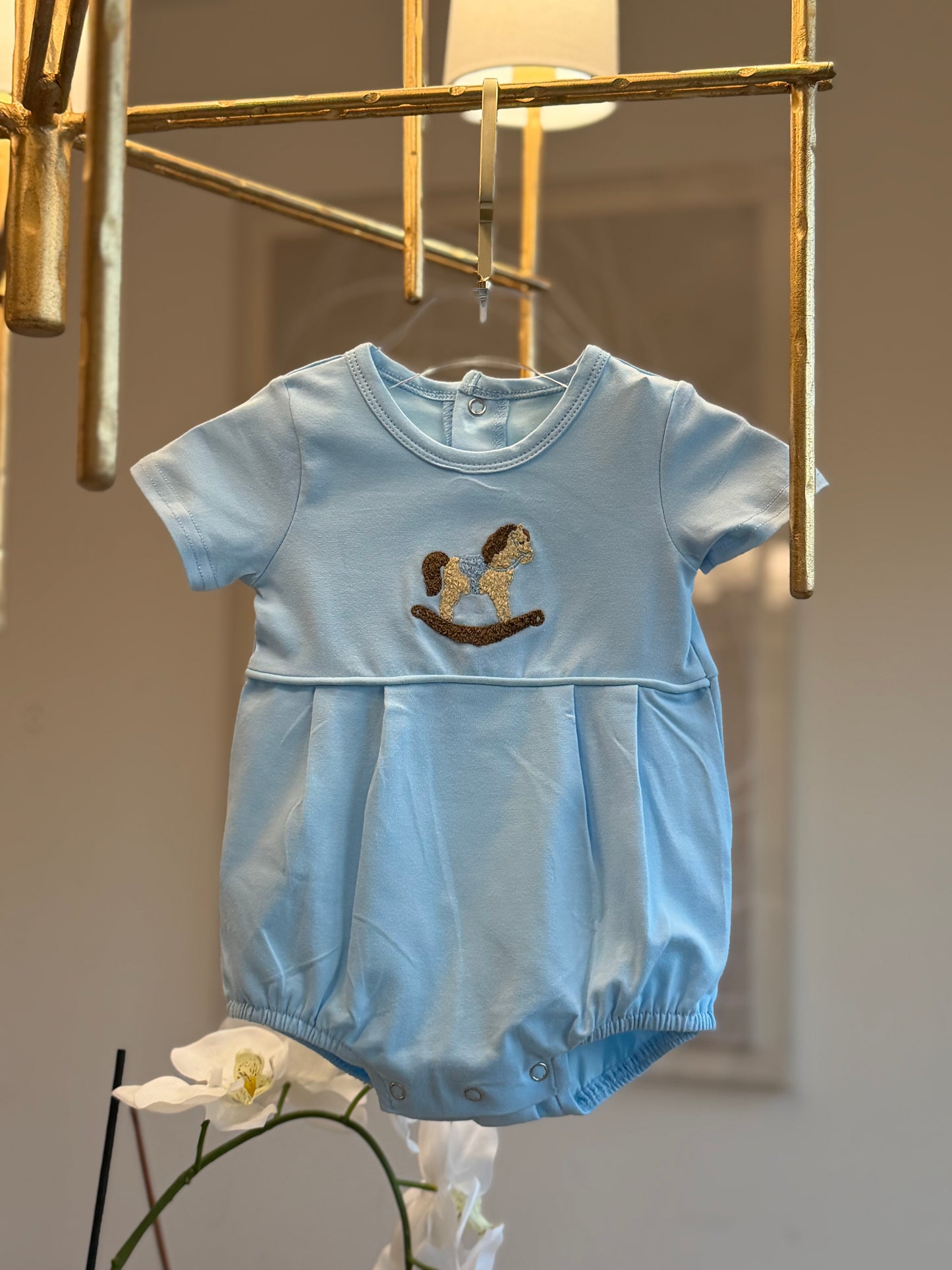 Blue rocking horse bubble
