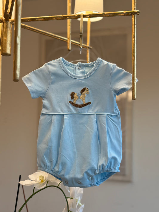 Blue rocking horse bubble