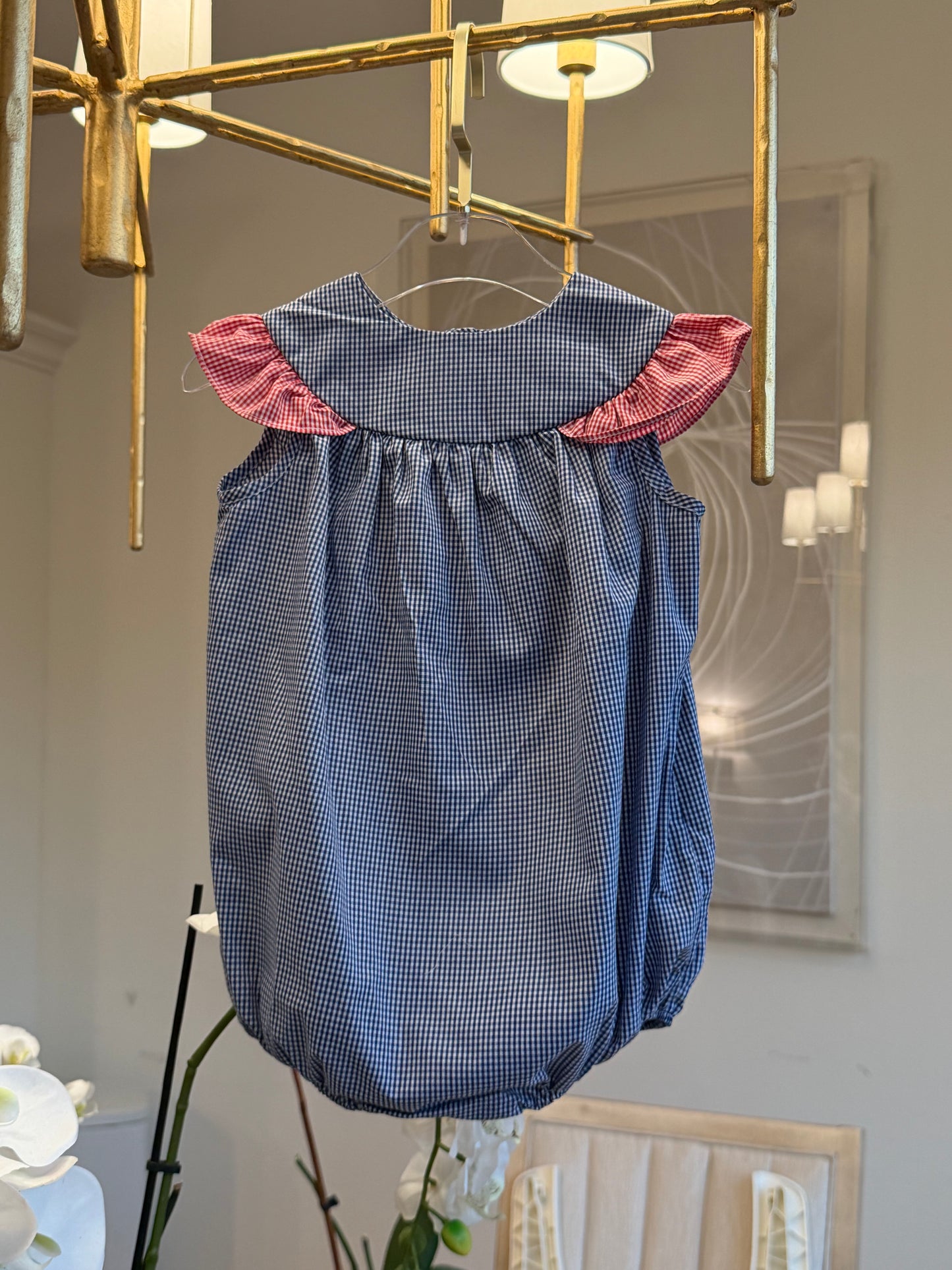 Navy gingham bubble