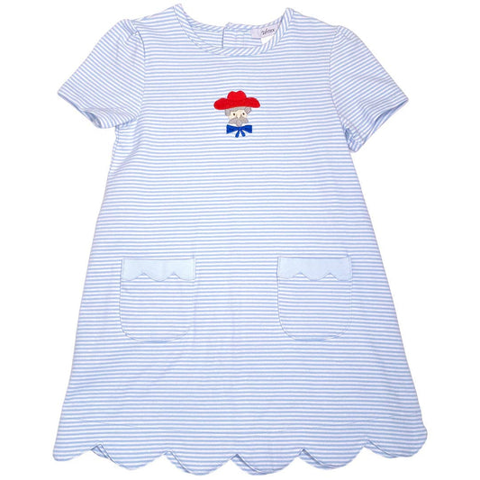 Powder Blue & Cardinal Colonel Applique Dress