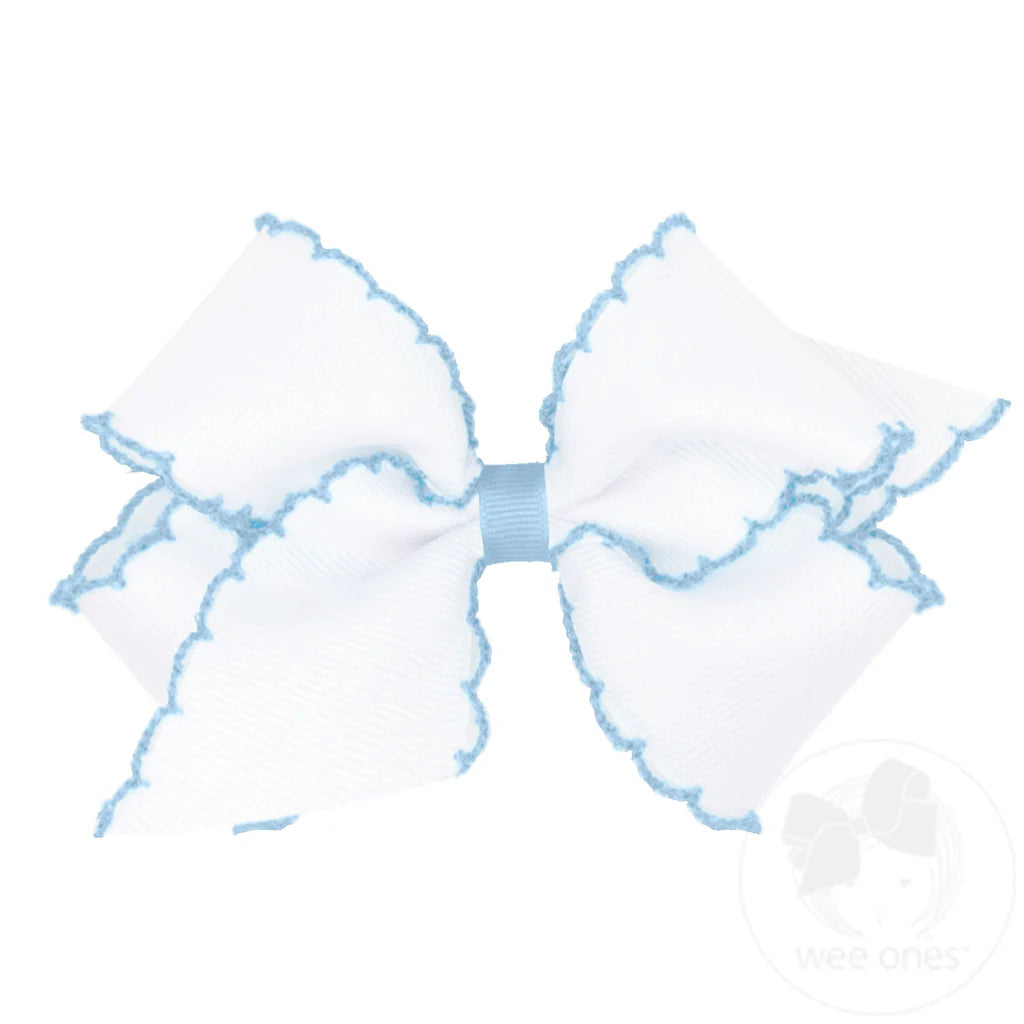 Small Moonstitch Grosgrain Hair Bow with Contrasting Wrap
