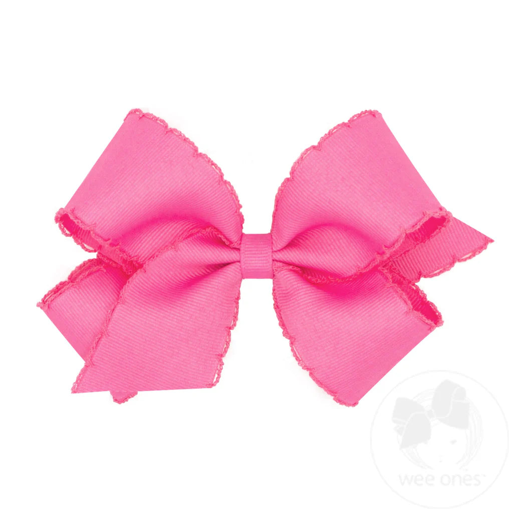 Mini Grosgrain Hair Bow with Matching Moonstitch Edge