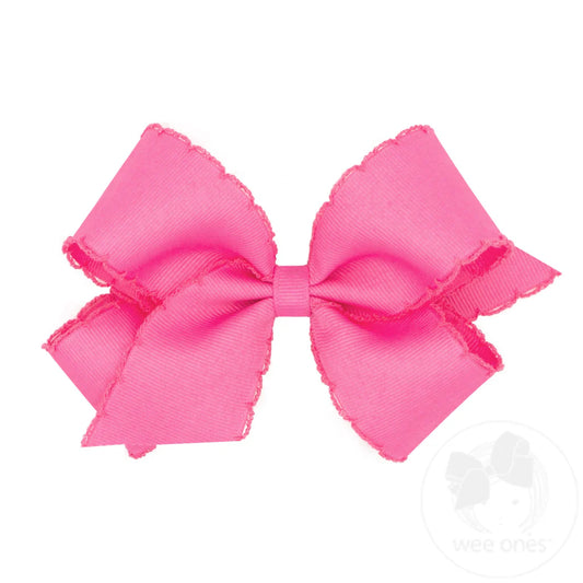Mini Grosgrain Hair Bow with Matching Moonstitch Edge