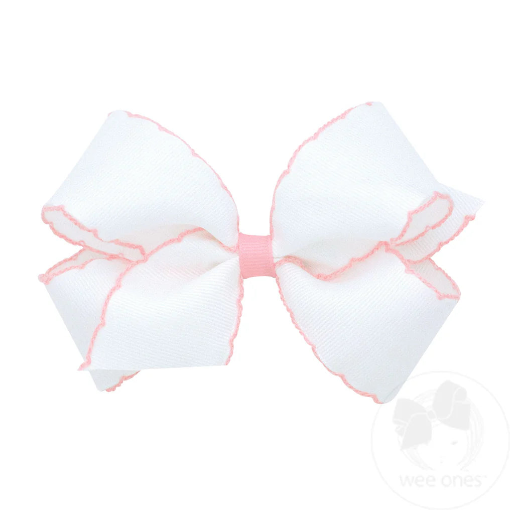 Small Moonstitch Grosgrain Hair Bow with Contrasting Wrap