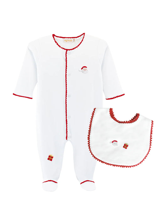 Santa is here footie & Bib Set