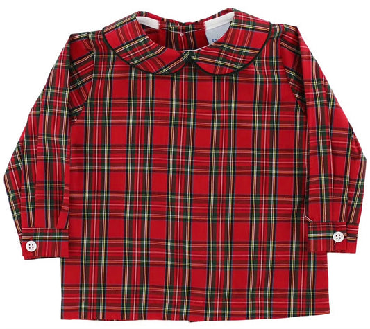 TARTAN PLAID-BOYS PIPED SHIRT