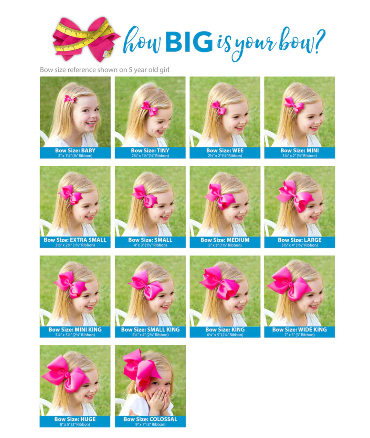 Medium Grosgrain Hair Bow with Scalloped Edge