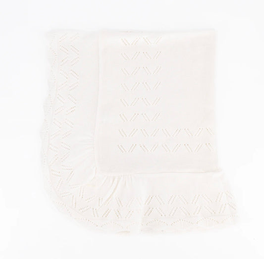 Ivory knit baby blanket