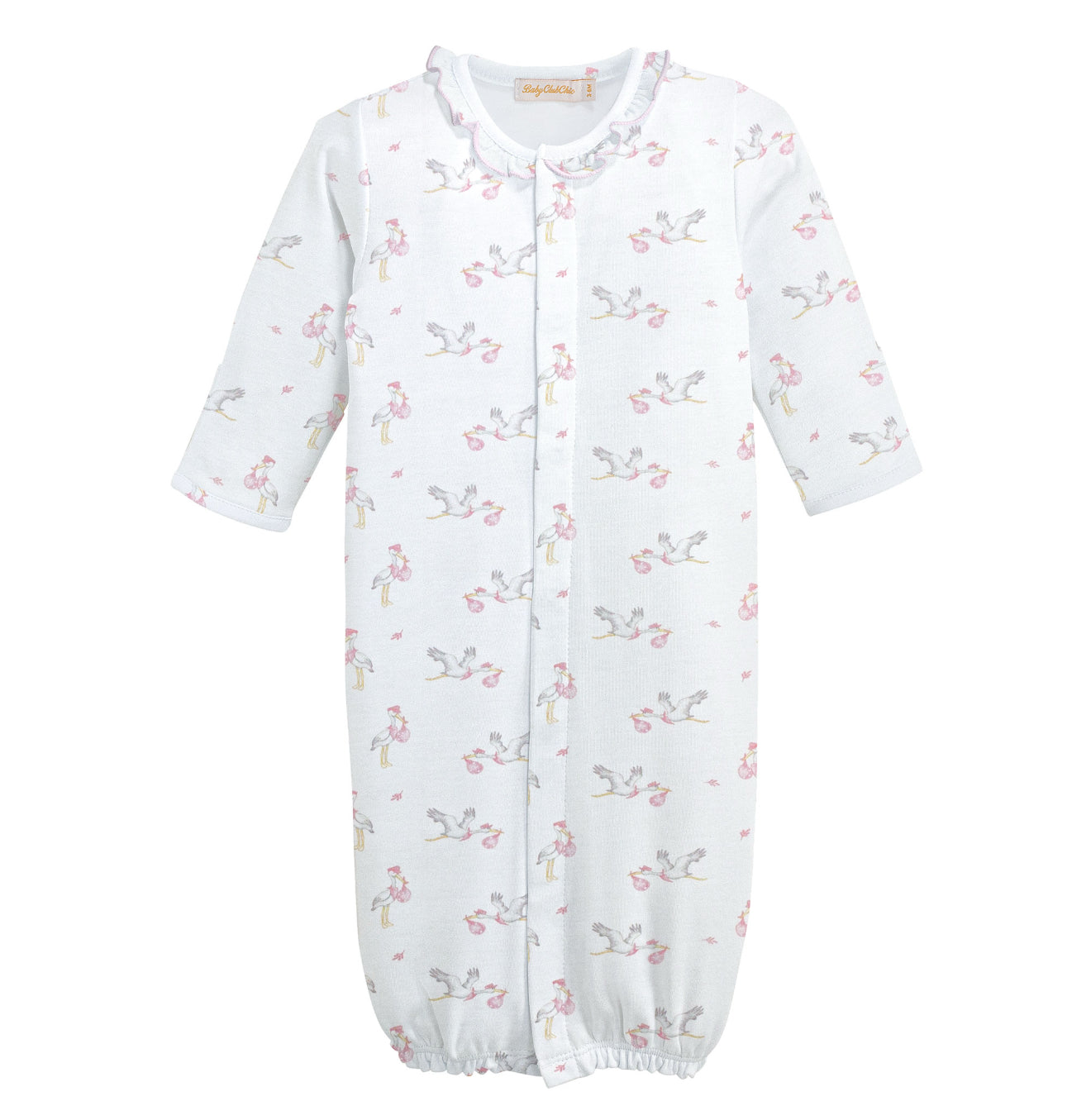 Storks 3 piece set. Gown. Bib & hat
