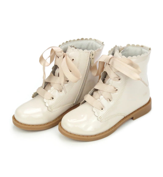 Patent cream boots