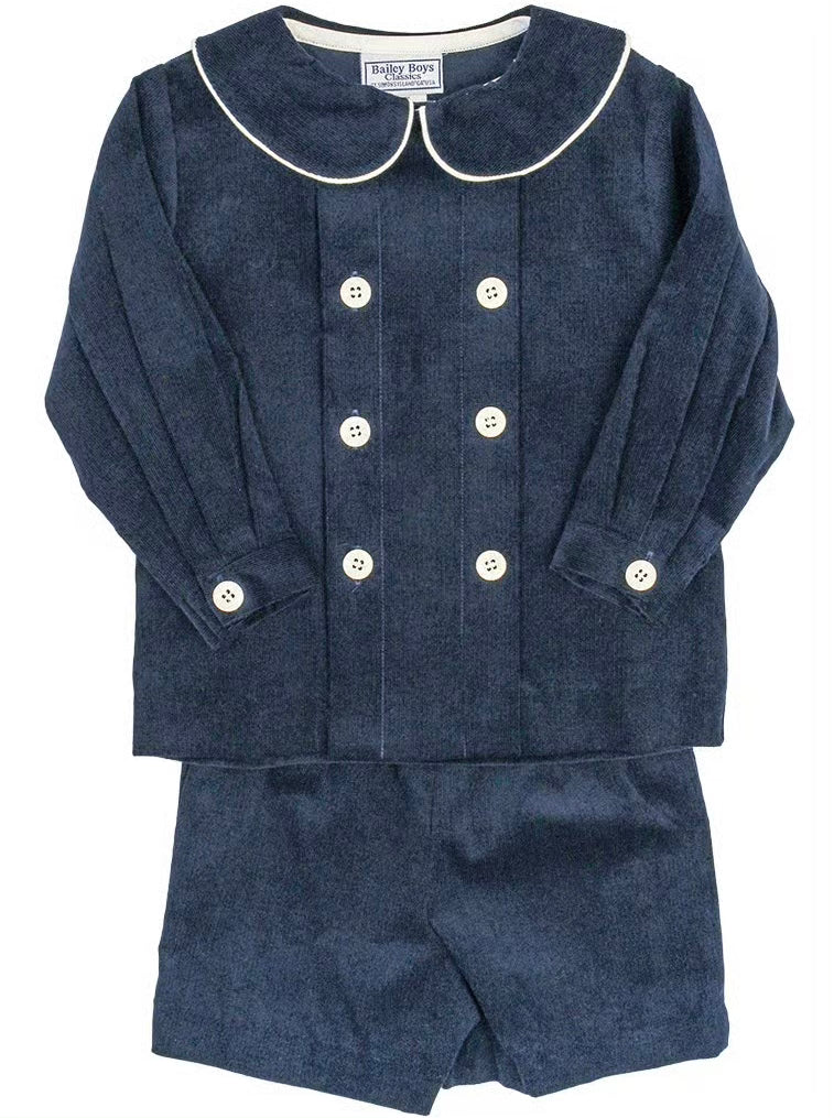 Navy Cord Short Set