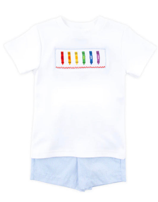 Crayon Smocked Gingham Short Set
