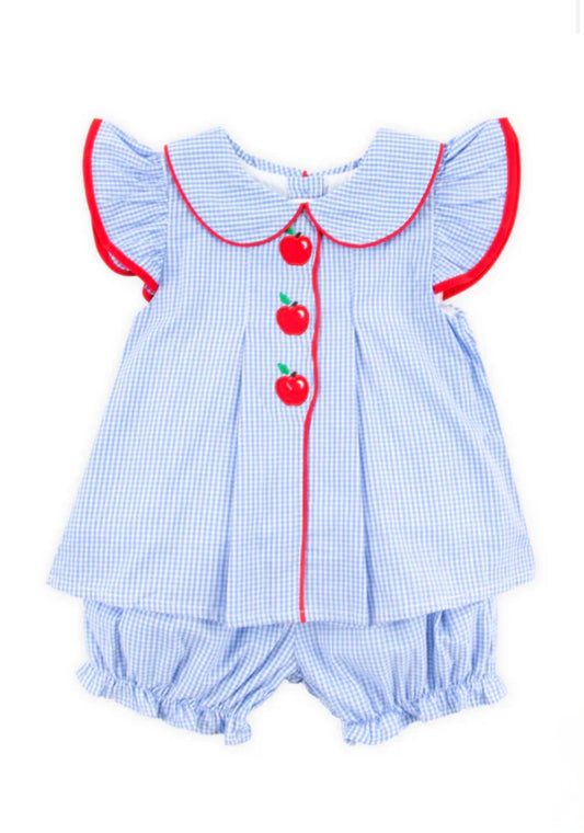 Apple Blue Gingham bloomer set