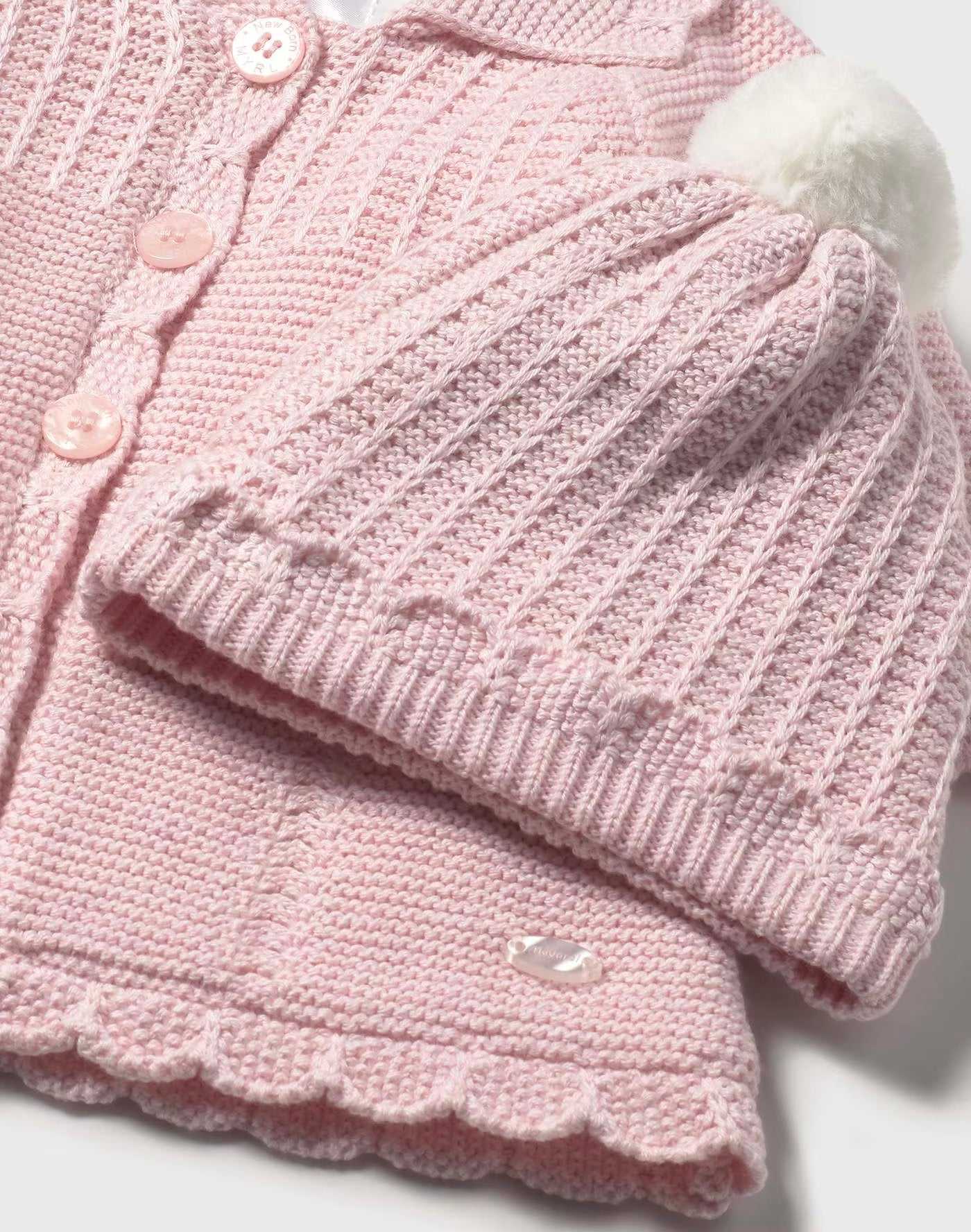 Pink Knit Coat W| Hat