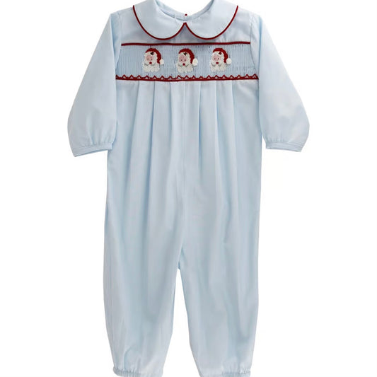 Smocked Blue Santa