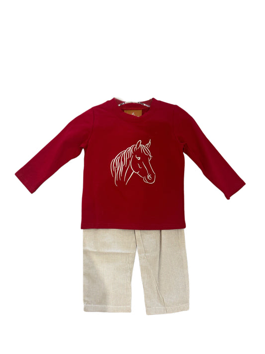 BOYS HORSE RED PANT SET