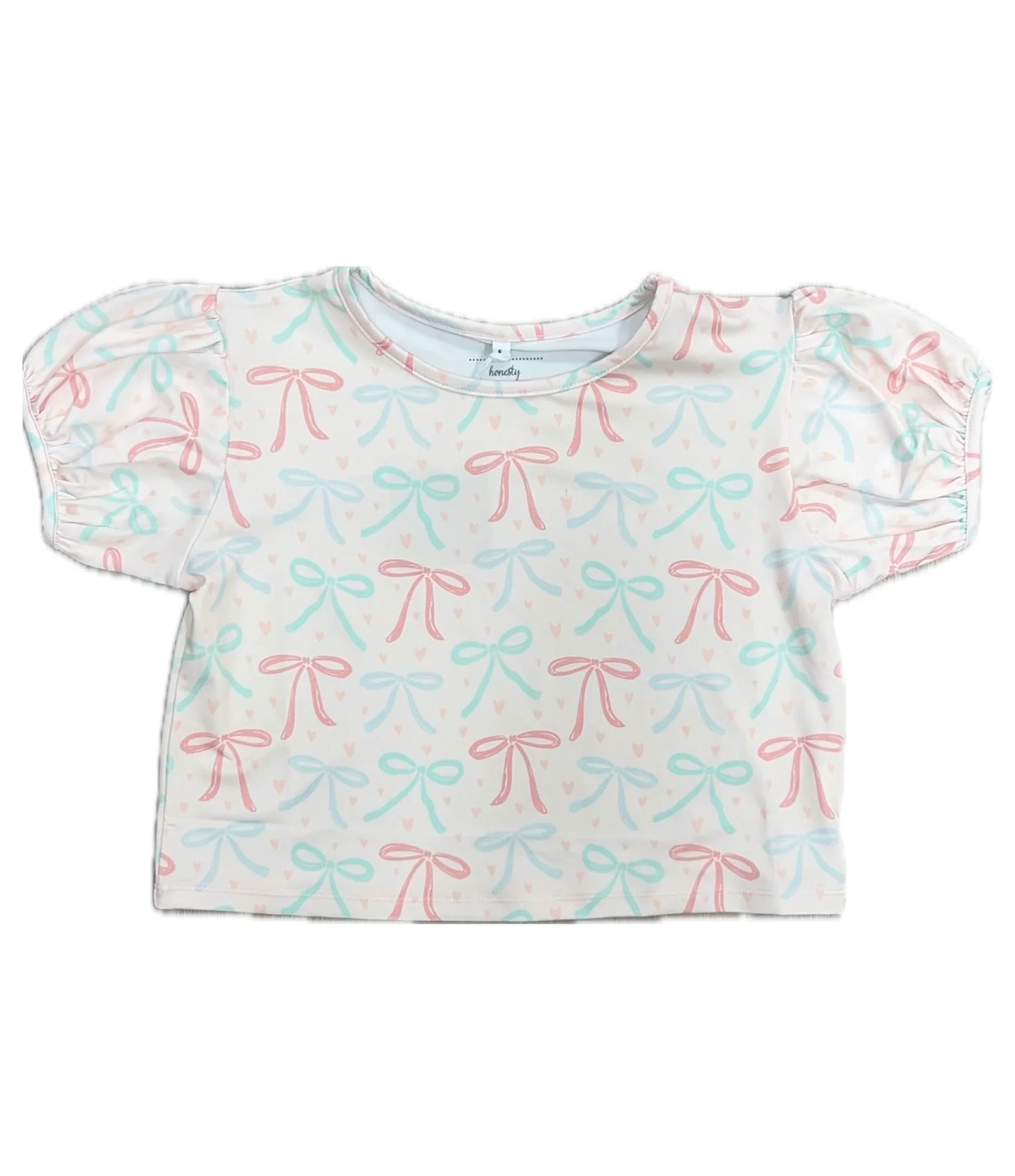 Puff sleeve bow top