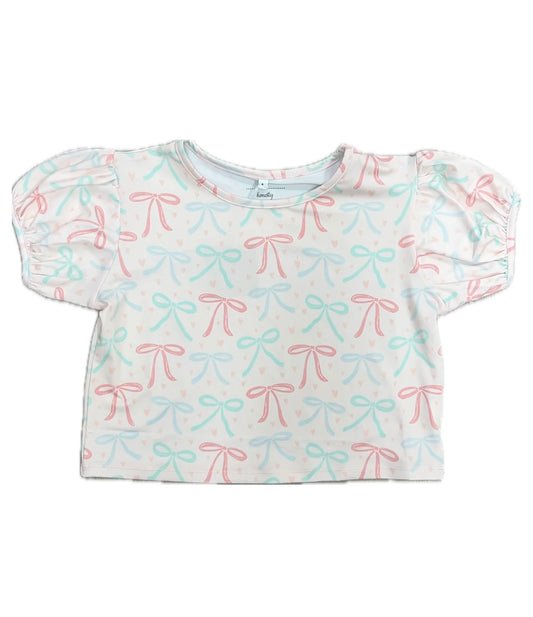 Puff sleeve bow top