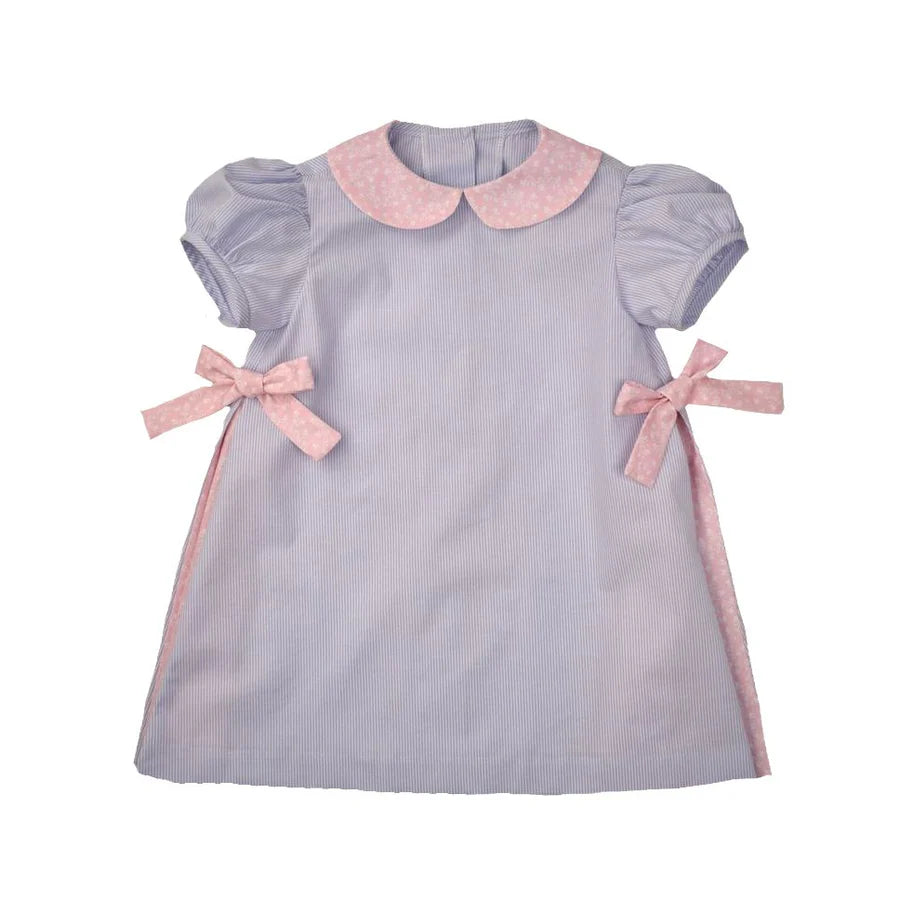 Blue stripe dress w| pink sides