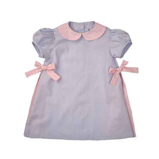 Blue stripe dress w| pink sides