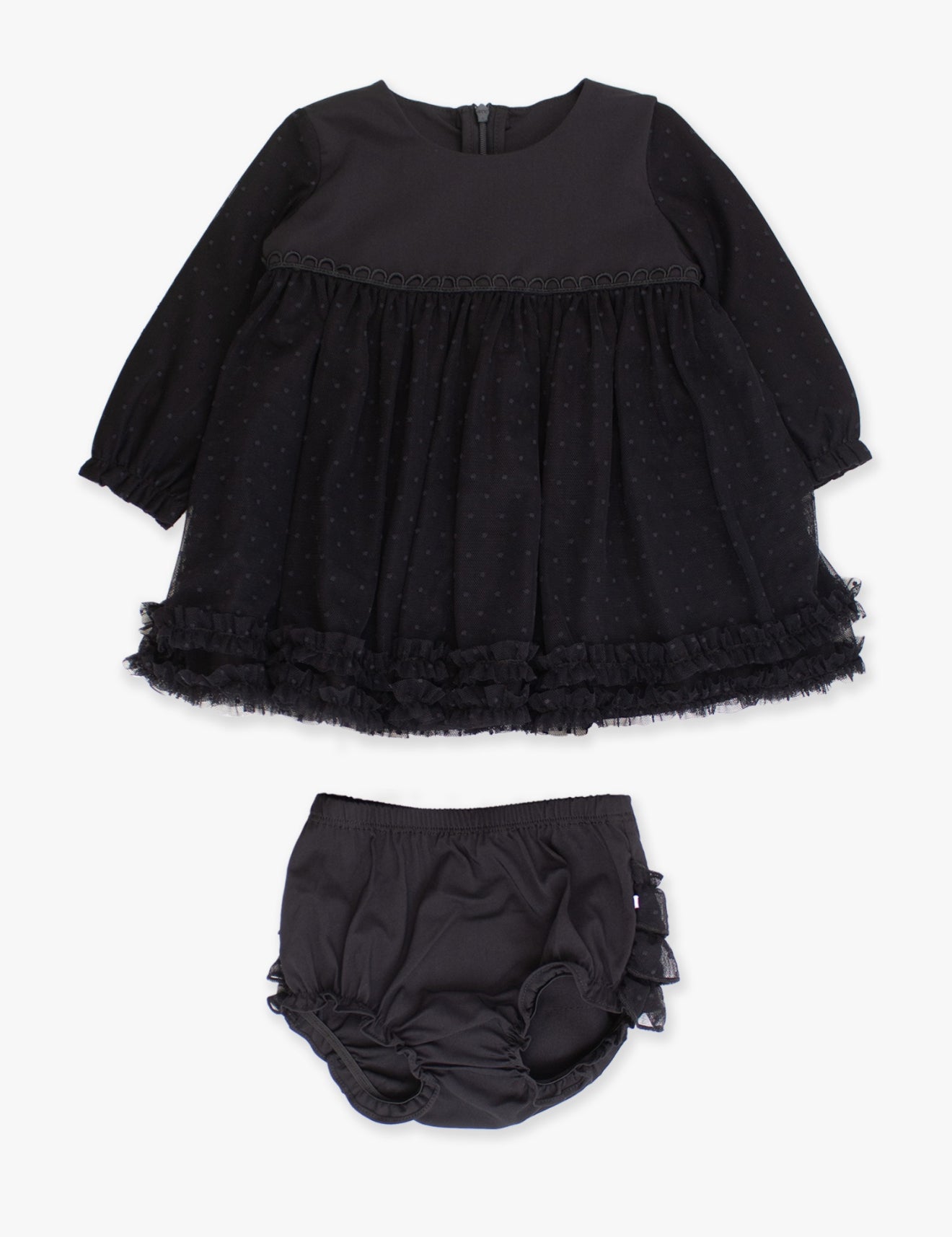 Black dotted tulle dress