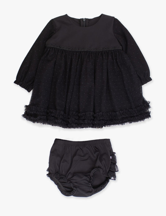 Black dotted tulle dress