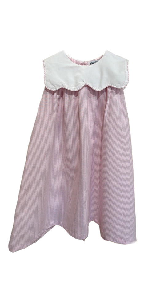 Pink stripe poplin dress