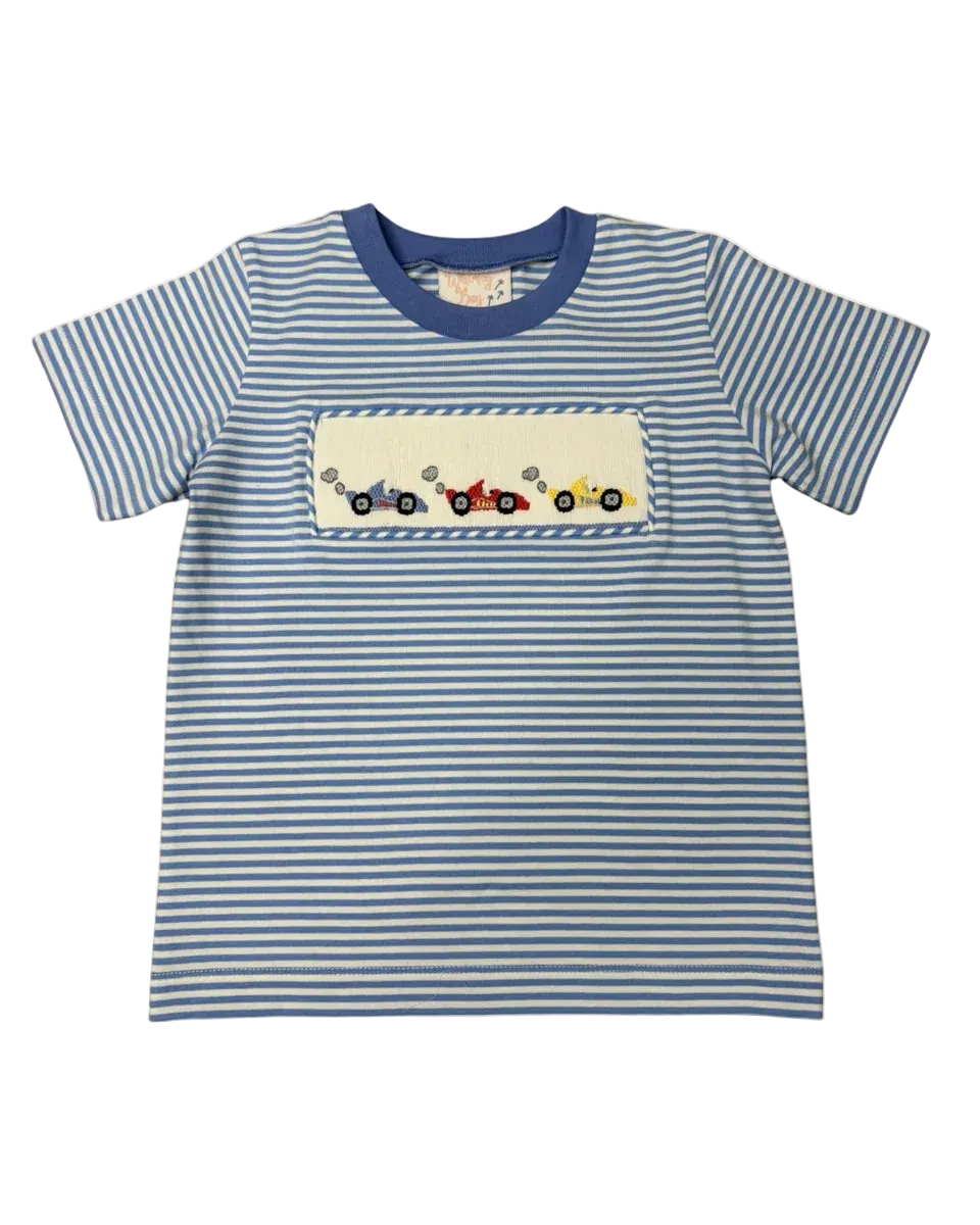 Race car smocked t shirt