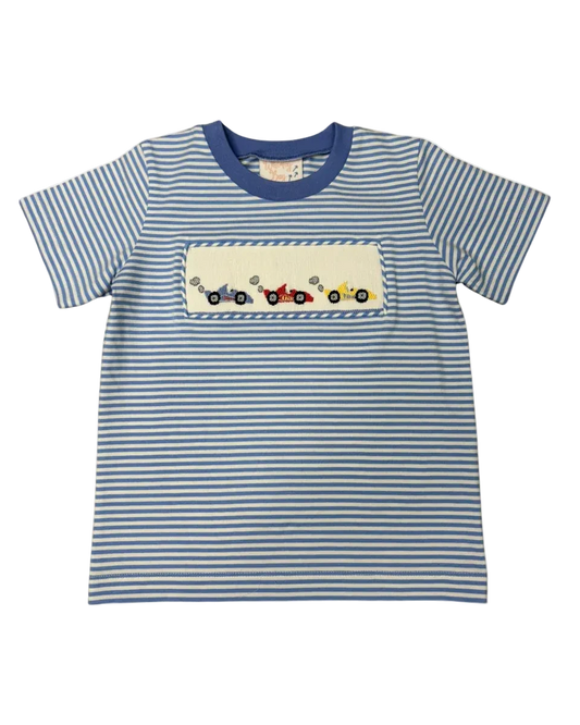 Race car smocked t shirt