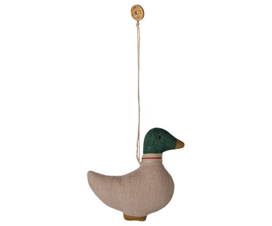 Preorder Fabric ornament, Duck - Green/Sand