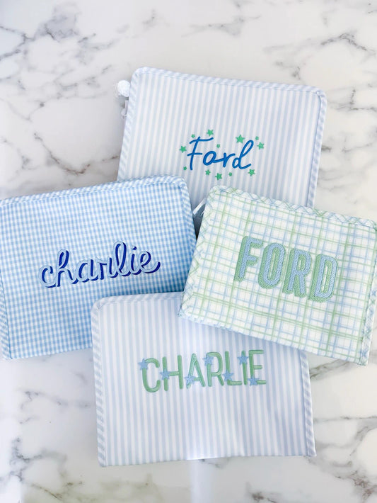Monogram Backpack, nap mats, lunch boxes, cosmetic bags