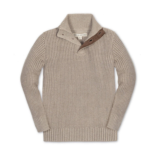 Mix Stitch Mock Neck Sweater with Elbow Patches - Baby
