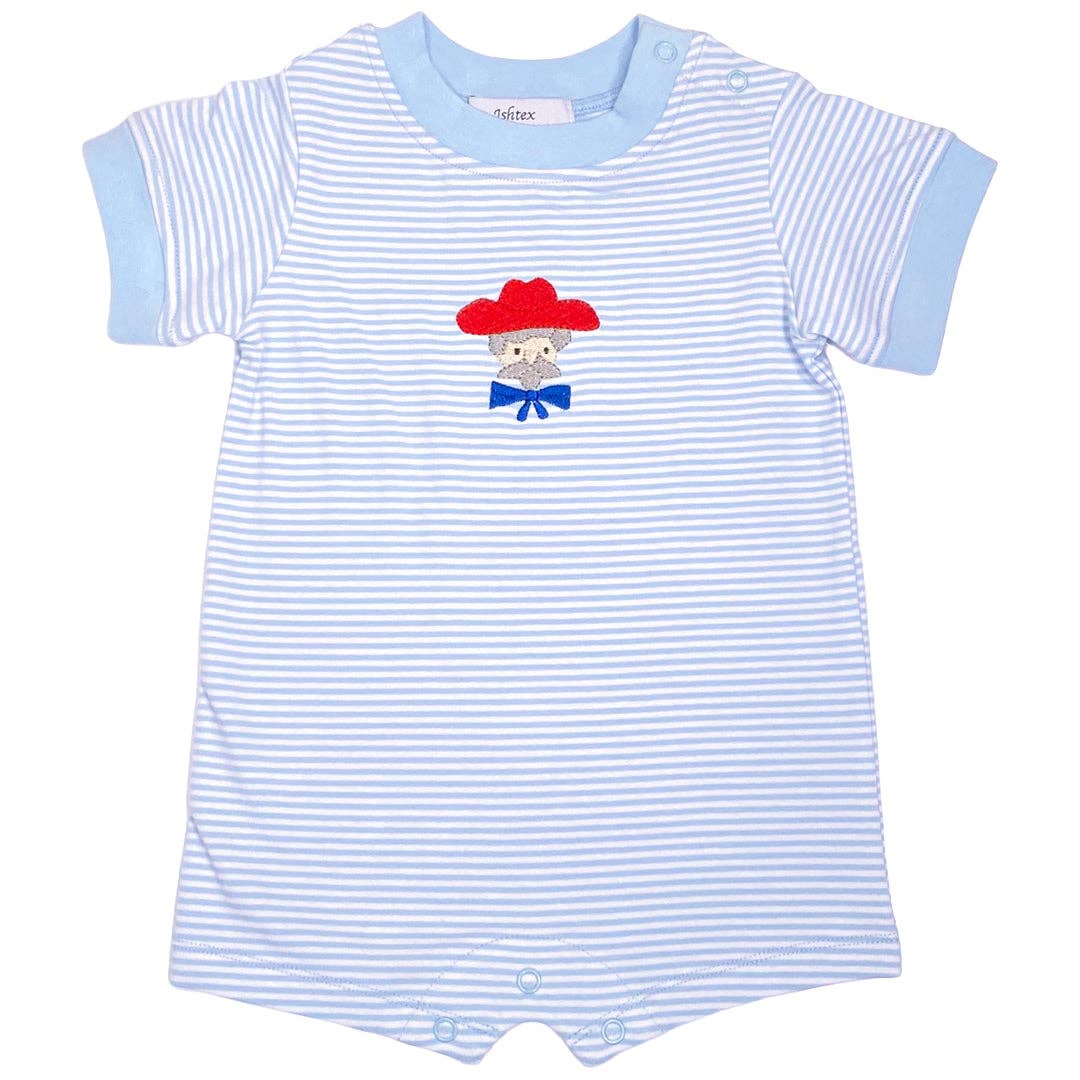 Powder Blue & Cardinal Red Colonel Applique Boy's Romper