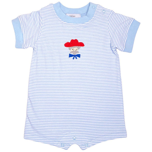 Powder Blue & Cardinal Red Colonel Applique Boy's Romper
