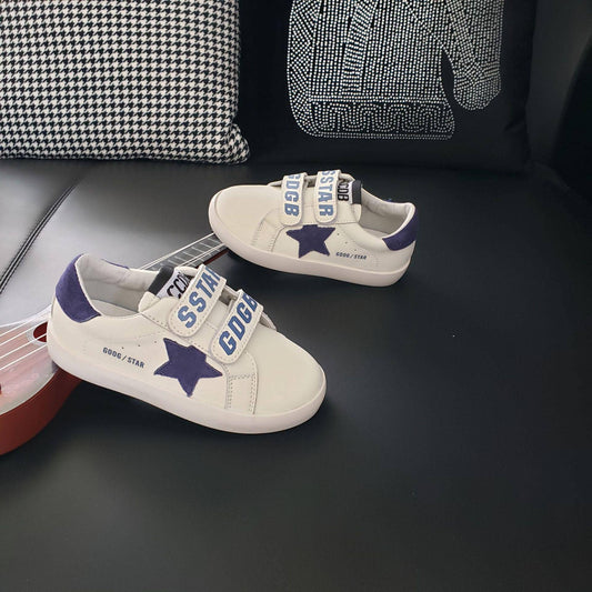 White Velcro Blue Star Sneakers
